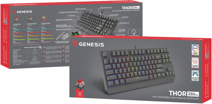 Клавіатура дротова Genesis Thor 230 TKL RGB Outemu Red Black (5901969443271) - зображення 11