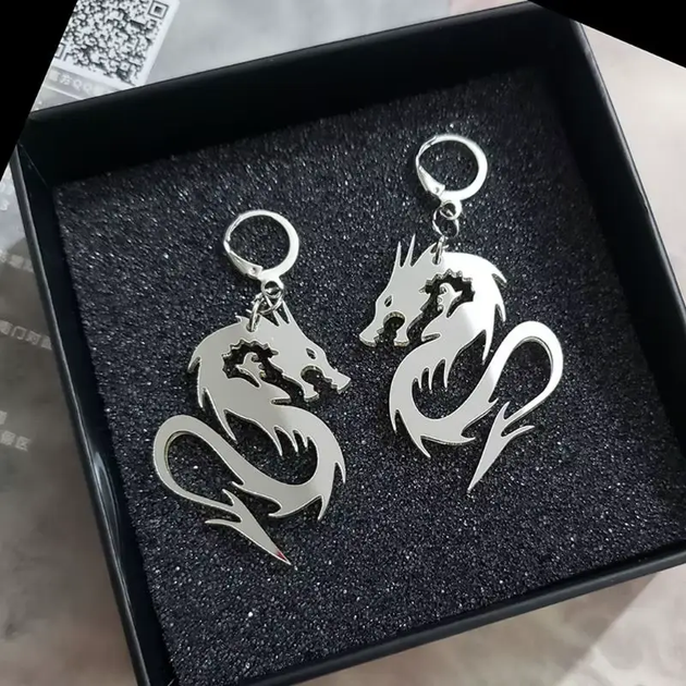 Сережки у вигляді дракона DRAGON білі акрилові дракони - Фото 1 Сережки у вигляді дракона DRAGON білі акрилові дракони - зображення 1