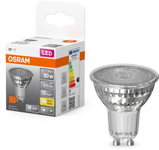 Світлодіодна лампа Ledvance LED PAR16 80 36 6,9Вт 2700К 230В GU10 4058075112605 - изображение 2
