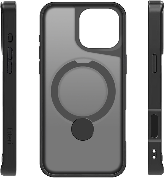 Etui plecki Etteri Matt Mag Ring do Apple iPhone 16 Pro Max Black (5906961960474) - obraz 2