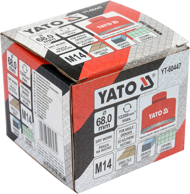 Свердло корончасте діамантове для керамограніту та кераміки YATO 68 мм — М14 YT-60447 (5906083048234) - зображення 1