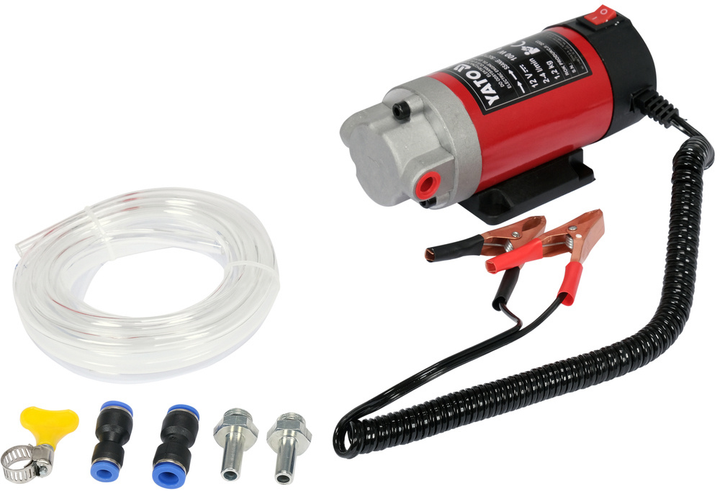 Pompa do wypompowywania oleju YATO z akumulatora 12 V 100 W 2-4 l/min z wężem i końcówkami YT-07140 (5906083097843) - obraz 1