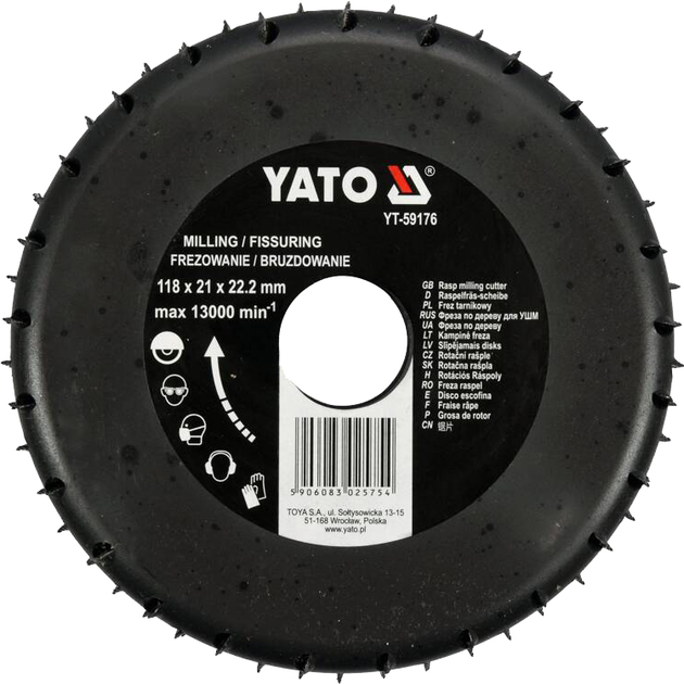 Tarcza frezarska YATO do drewna, PVC, gipsu Ø 118x22,2 mm 21 mm YT-59176 (5906083025754) - obraz 1