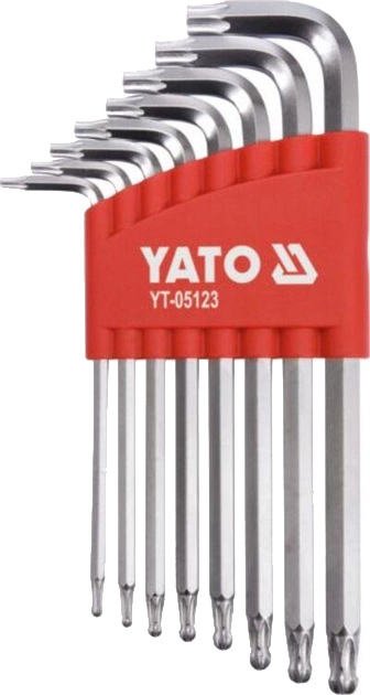 Klucze Torx w kształcie L YATO T9-T40 z kulistą końcówką Cr-V 8 szt. (YT-05123) - obraz 1