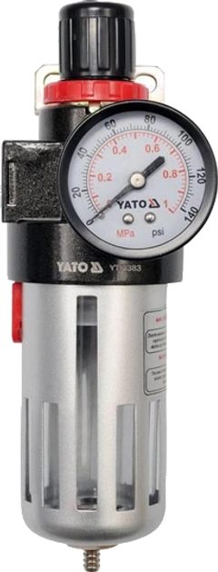 Фільтр пневматичний з редуктором та манометром YATO 1/2" P=0.93 МПа (YT-2383) - зображення 1