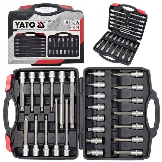Набір торцевих ключів Yato 1/2" Spline YT-77542 26 шт 55–200 мм (5906083071317) - зображення 2