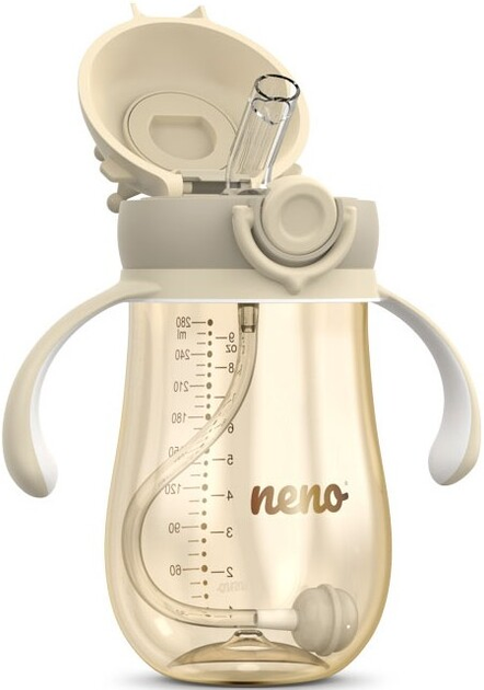 Bidon Neno Mio 2 z obciążoną słomką Kremowy 280 ml (5902479674421) - obraz 4