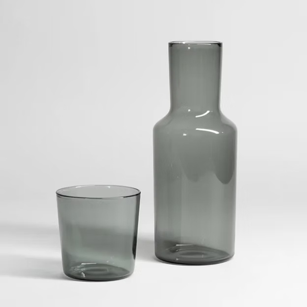 Karafka Hario Colors Night Carafe szara 600 ml + szklanka 280 ml (4977642800335) - obraz 2