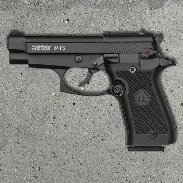 Стартовий пістолет Retay 84FS black (Beretta M84 FS)+ патрони 25шт + кейс - Фото 2 Стартовий пістолет Retay 84FS black (Beretta M84 FS)+ патрони 25шт + кейс - изображение 2