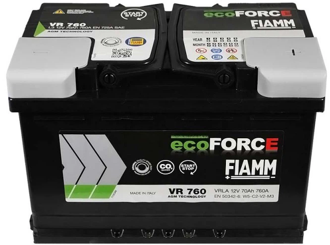 AMAM Автомобильный аккумулятор FIAMM EcoForce AGM (VR760) (-/+) 12V