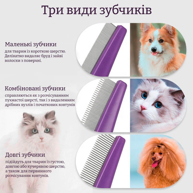 Гребінець для собак та котів Sloppup комбіновані зубчики - зображення 4
