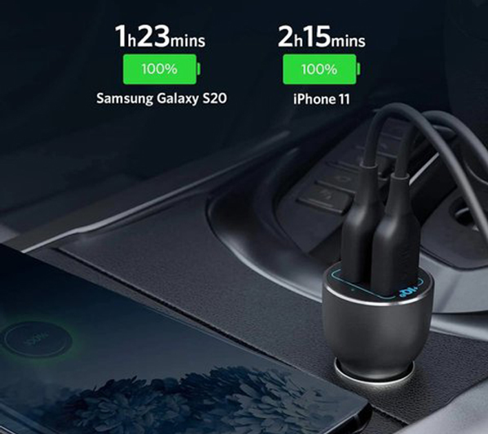 Автомобільний зарядний пристрій Anker PowerDrive III 36W 2xUSB Black (194644085926) - зображення 3