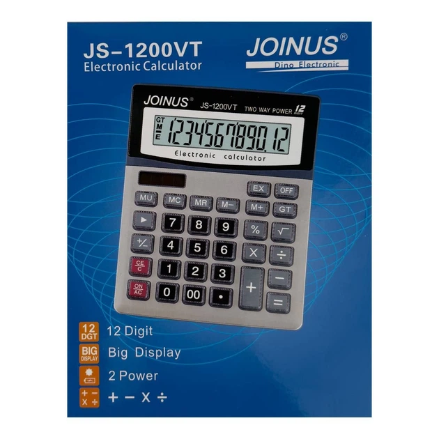 Настольный калькулятор Joinus JS-1200VT серый с черным. - изображение 2