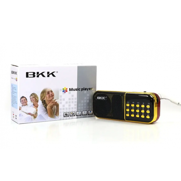 Радиоприёмник цифровой аккумуляторный BKK B837 Красный колонка радио и mp3 плеер с LED дисплеем FM USB MicroSD + ремешок - изображение 6