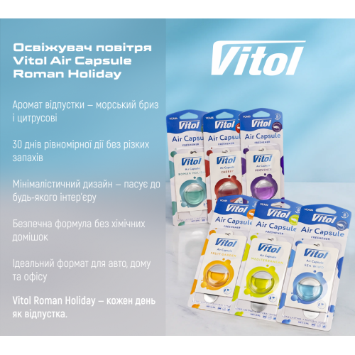 Освежитель воздуха Vitol Air Capsule подвесной Roman Holiday 3мл - Фото 5 Освежитель воздуха Vitol Air Capsule подвесной Roman Holiday 3мл - изображение 5