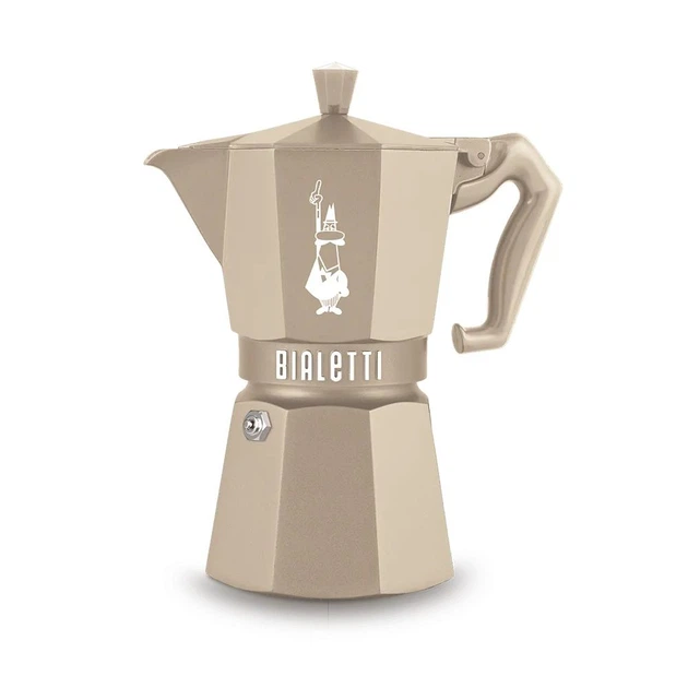 Гейзерна кавоварка Bialetti Moka Express Exclusive на 6 чашок (270 мл) пісочна - Фото 1 Гейзерна кавоварка Bialetti Moka Express Exclusive на 6 чашок (270 мл) пісочна - зображення 1