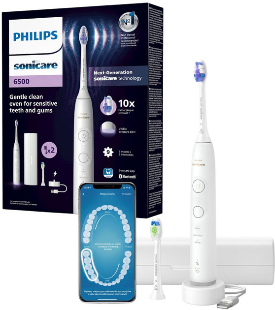 Soniczna szczoteczka do zębów Philips Sonicare Series 6500 HX7410/02 + Brush Head + TC - obraz 8