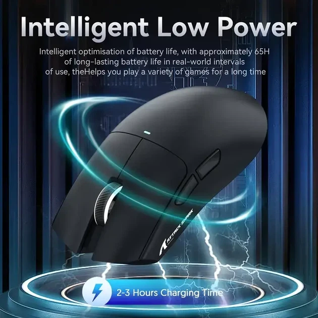 Черная игровая мышь ATTACK SHARK X11 63g (PAW3311, 22000 DPI, Bluetooth/2.4G/USB-C, RGB док-станция) - изображение 3