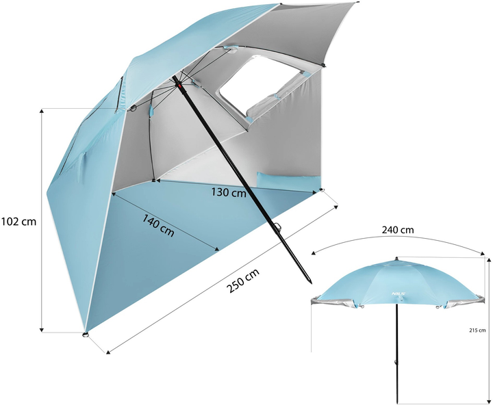 Пляжна парасолька Nils NC17114 240 см Blue (5908261683589) - зображення 6
