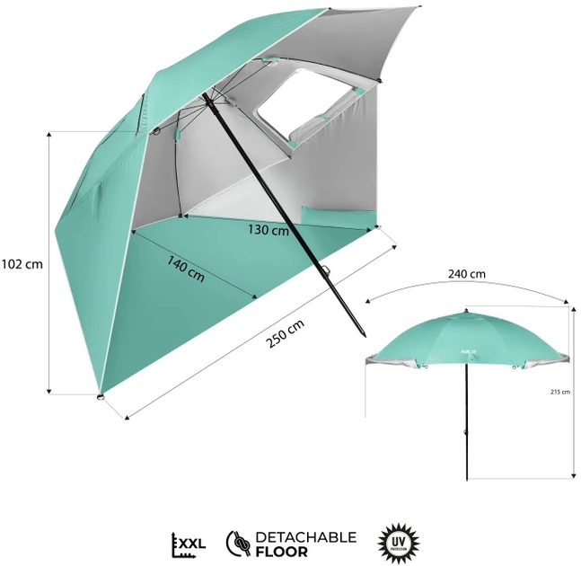 Пляжна парасолька Nils NC17114 240 см Green (5908261683596) - зображення 7
