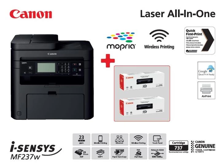 МФУ Canon i-SENSYS MF237w c Wi-Fi (1418C170AA) + 2 картриджа Canon 737 - изображение 2