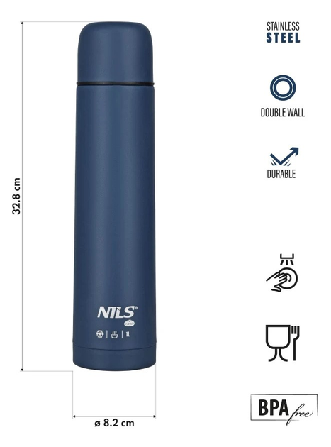 Termos turystyczny NILS CAMP NC3804 1000 ml Niebieski (5908261682520) - obraz 7
