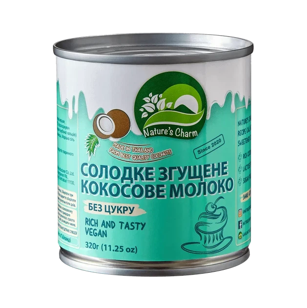 Молоко згущене кокосове без цукру, Nature`s Charm, 320 г - Фото 1 Молоко згущене кокосове без цукру, Nature`s Charm, 320 г - зображення 1