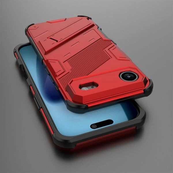 Защитный чехол с подставкой Deexe Bibercas для iPhone Air - Red - Фото 5 Защитный чехол с подставкой Deexe Bibercas для iPhone Air - Red - изображение 5