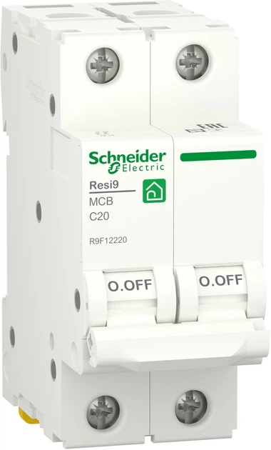 Автоматичний вимикач 2-полюсний Schneider Electric RESI9 2P 20A C 6k AR9F12220 - Фото 1 Автоматичний вимикач 2-полюсний Schneider Electric RESI9 2P 20A C 6k AR9F12220 - изображение 1