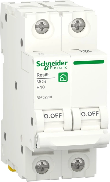 Автоматичний вимикач 2-полюсний Schneider Electric RESI9 2P 10A B 6 kA R9F02210 - Фото 1 Автоматичний вимикач 2-полюсний Schneider Electric RESI9 2P 10A B 6 kA R9F02210 - изображение 1