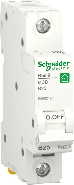 Автоматичний вимикач 1-полюсний Schneider Electric RESI9 1P 25A B 6 kA R9F02125 - Фото 1 Автоматичний вимикач 1-полюсний Schneider Electric RESI9 1P 25A B 6 kA R9F02125 - изображение 1