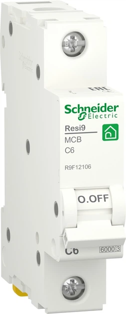 Автоматичний вимикач 1-полюсний Schneider Electric RESI9 1P 6A C 6 kA R9F12106 - Фото 1 Автоматичний вимикач 1-полюсний Schneider Electric RESI9 1P 6A C 6 kA R9F12106 - зображення 1