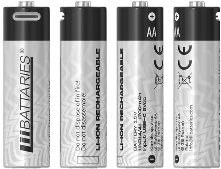 Акумулятори LiiBatteries AA TYPE-C USB Rechargeable 4 шт (9331816667097) - зображення 2