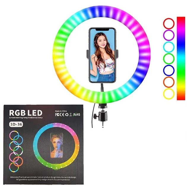 Лампа Кільцева LED CH 3D-36 RGB 36 cm 14" 5W 3200-5600К - изображение 2