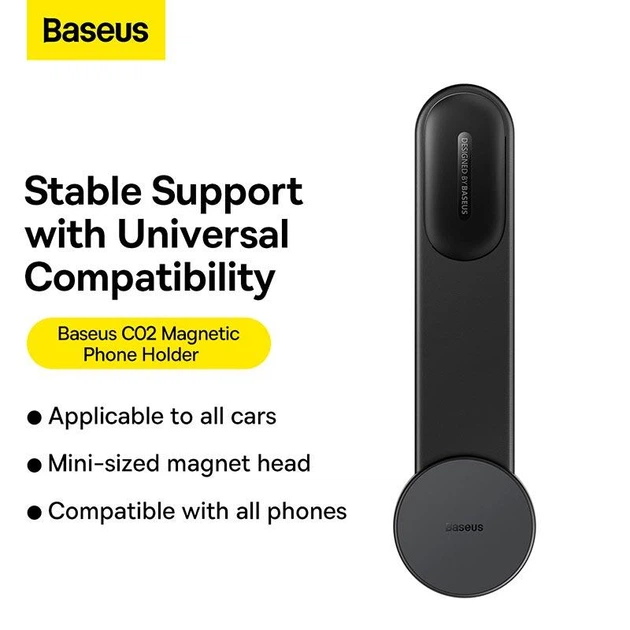 Автомобильный магнитный держатель Baseus C02 Magnetic Phone Holder |для телефона, надежная фиксация, легкая установка, вращение на 360 градусов, универсальная совместимость| Черный - Фото 9 Автомобильный магнитный держатель Baseus C02 Magnetic Phone Holder |для телефона, надежная фиксация, легкая установка, вращение на 360 градусов, универсальная совместимость| Черный - изображение 9