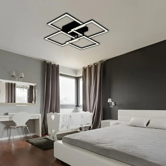 Керована світлодіодна люстра Esllse SQUARE 100W 4S-SMART 3000-6500К 550x550x110-BLACK-220-IP20 - зображення 2