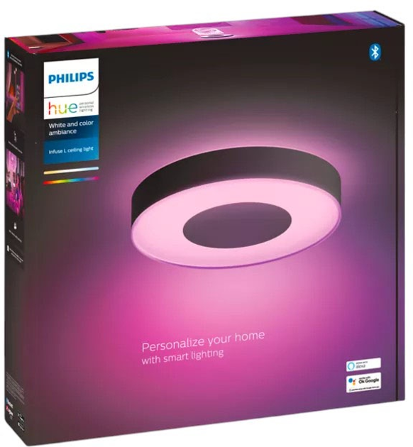 Стельовий світильник Philips Hue White and Colour Ambiance Infuse large ceiling lamp (8718696176528) - зображення 5
