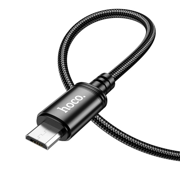 Кабель Hoco X89 Wind USB – micro-USB 2.4 А 1 м у нейлоновому обплетенні чорний - Фото 4 Кабель Hoco X89 Wind USB – micro-USB 2.4 А 1 м у нейлоновому обплетенні чорний - зображення 4