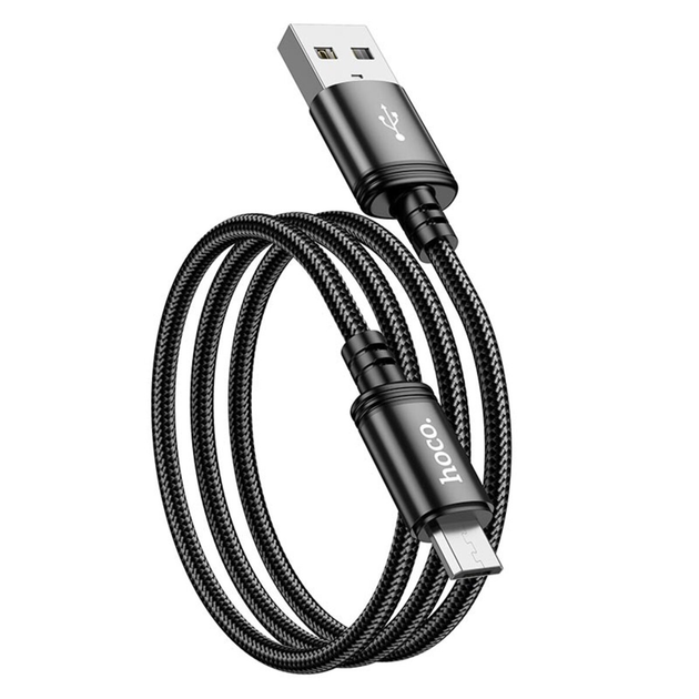 Кабель Hoco X89 Wind USB – micro-USB 2.4 А 1 м у нейлоновому обплетенні чорний - Фото 5 Кабель Hoco X89 Wind USB – micro-USB 2.4 А 1 м у нейлоновому обплетенні чорний - зображення 5