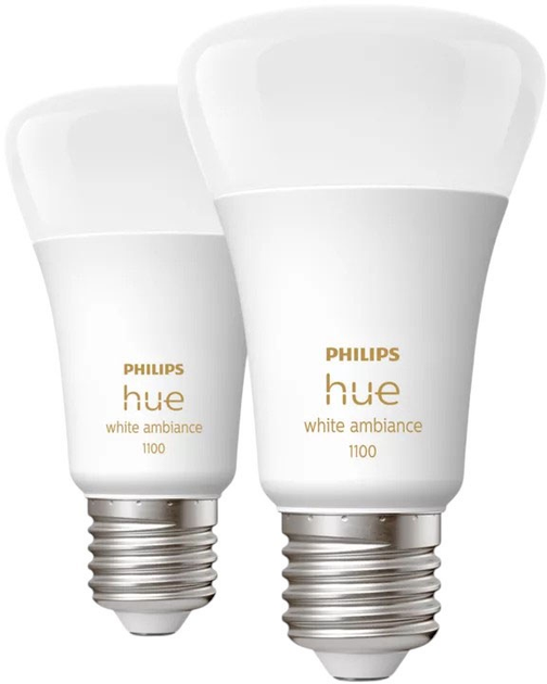 Лампа LED Philips Hue White Ambiance A60 E27 smart bulb 1100  2 шт (8719514291256) - зображення 2