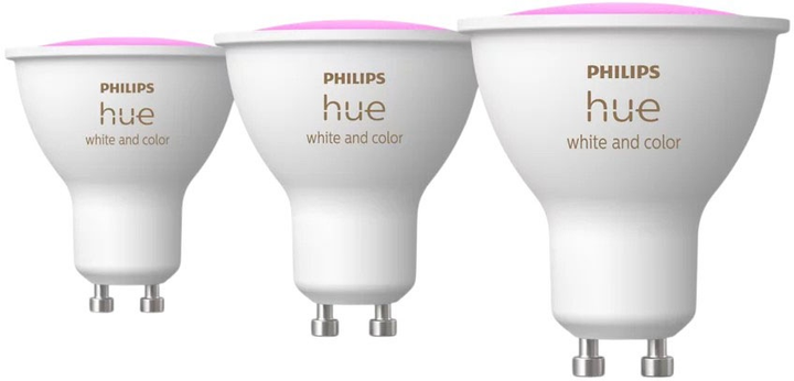 Лампа LED Philips Hue White and color Ambiance Інтелектуальний точковий світильник GU10 3 шт (8720169229877) - зображення 1