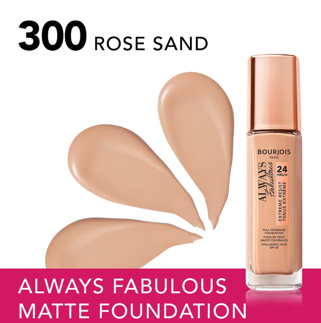 Podkład do twarzy Bourjois Always Fabulous Spf20 300 Rose Sand 30 ml (3616302732777) - obraz 3