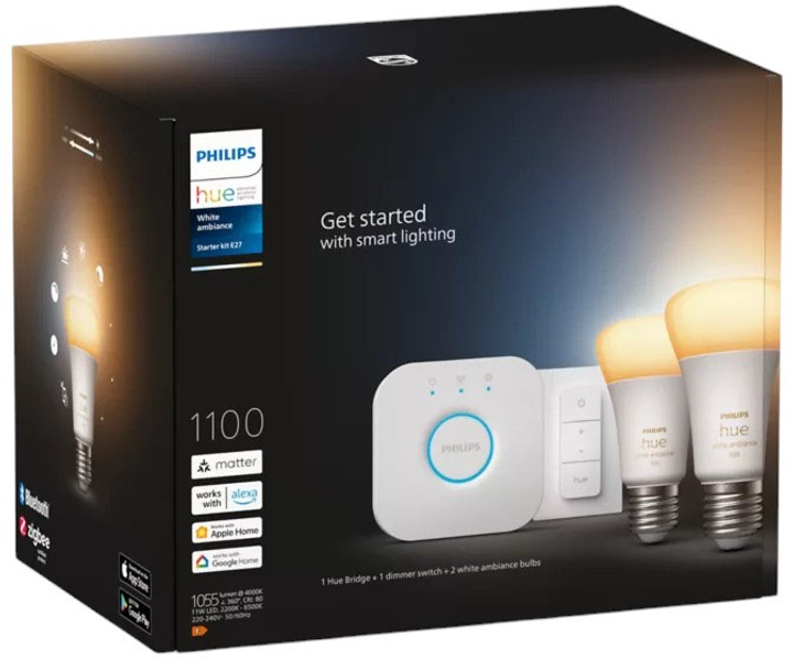 Zestaw startowy Philips 2 x inteligentne żarówki E27 1100 + regulator przyciemniania Hue Dimmer switch (8719514291812) - obraz 4