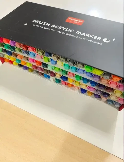 Маркер GuangNa Acrylic Marker GN.7100, акриловые маркеры 100 шт, красящие маркеры для рисования, набор акриловых маркеров (am100) - изображение 2