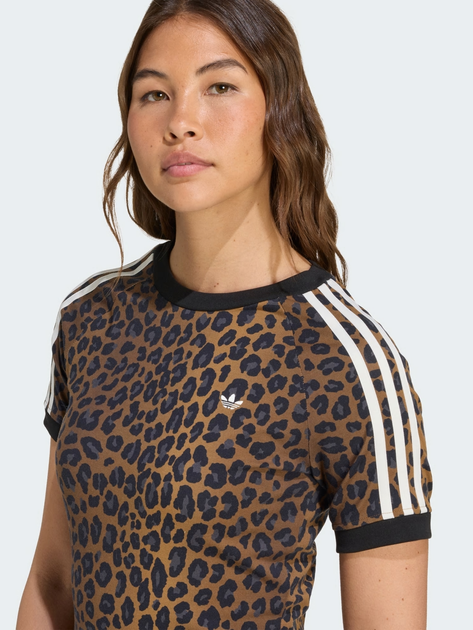 Футболка бавовняна жіноча Adidas Originals Leopard Cali JW7304 M Коричнева (4068811984403) - зображення 4