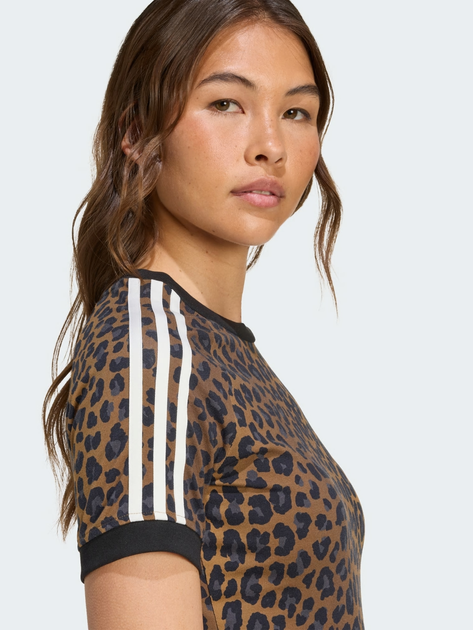 Футболка бавовняна жіноча Adidas Originals Leopard Cali JW7304 M Коричнева (4068811984403) - зображення 5