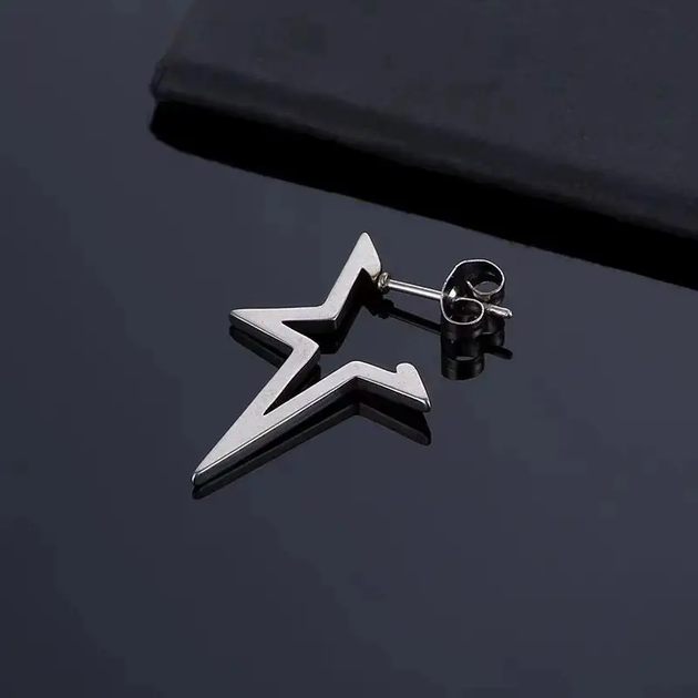 Серьги-гвоздики в форме звезды из титановой стали серьга звезда 1шт серебристая - Фото 1 Серьги-гвоздики в форме звезды из титановой стали серьга звезда 1шт серебристая - изображение 1