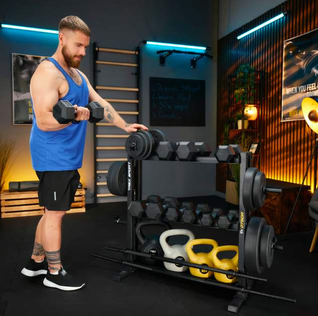 Стойка 3-уровневая для гантелей, грифов и гирь Trex Sport TX-075DR - изображение 11