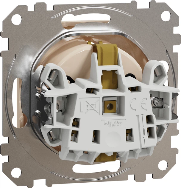 Розетка Schneider Electric Sedna Design з заземленням зі шторками Бежевий SDD112022 - зображення 2