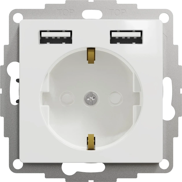Розетка Schneider Electric Sedna Design з заземленням + 2 USB тип А Білий SDD111052 - Фото 2 Розетка Schneider Electric Sedna Design з заземленням + 2 USB тип А Білий SDD111052 - изображение 2